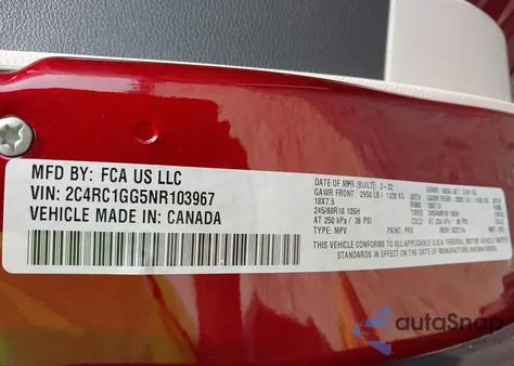 2022 Chrysler Pacifica Limited из США, поврежденный, VIN 2C4RC1GG5NR103967